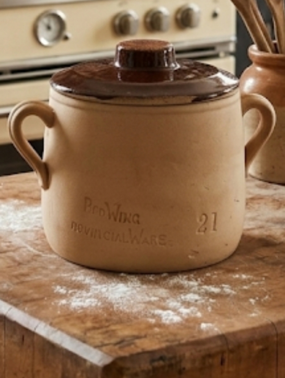 Red Wing  Provincial Ware  #21 Brown-Tan Stoneware Covered Jar Vintage